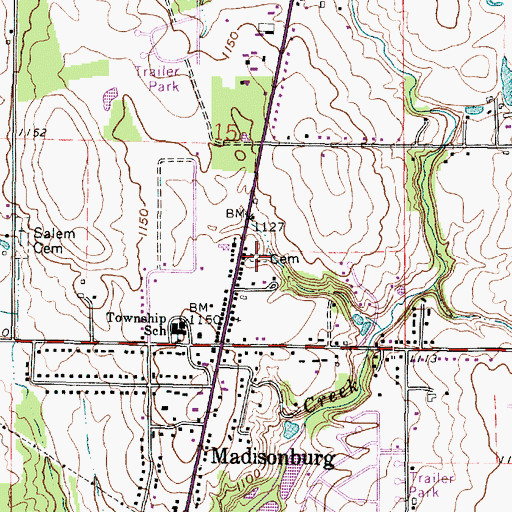 Topographic Map of Madisonburg Cemetery, OH
