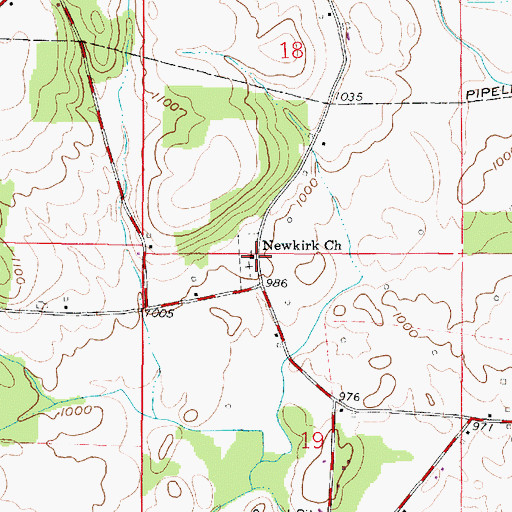 Topographic Map of Newkirk Cemetery, OH