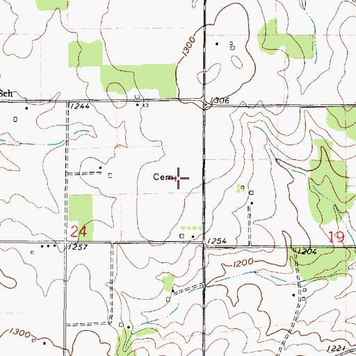 Topographic Map of Noah Petersheim Cemetery, OH