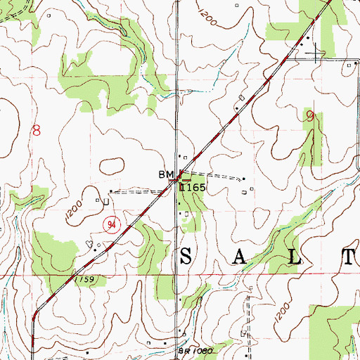 Topographic Map of Traceys Corners Cemetery, OH