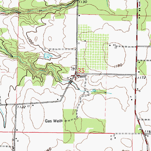 Topographic Map of Trinity English Lutheran Cemetery, OH