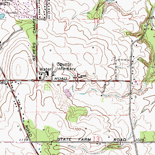 Topographic Map of Wayne County Home Cemetery, OH