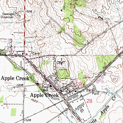 Topographic Map of Applecreek Cemetery, OH