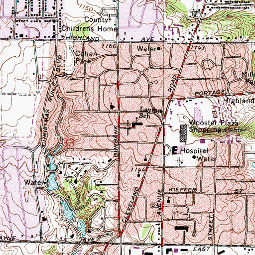 Topographic Map of Burbank Road Church of Christ, OH