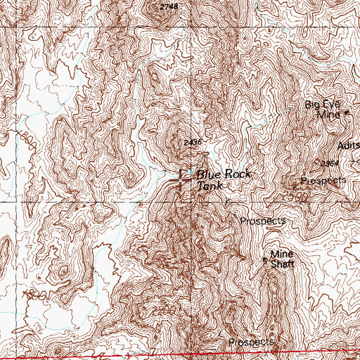 Topographic Map of Blue Rock Tank, AZ