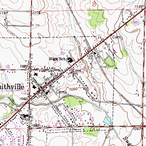 Topographic Map of Old Presbyterian Cemetery, OH