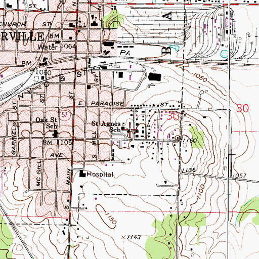 Topographic Map of Saint Agnes Catholic Church, OH