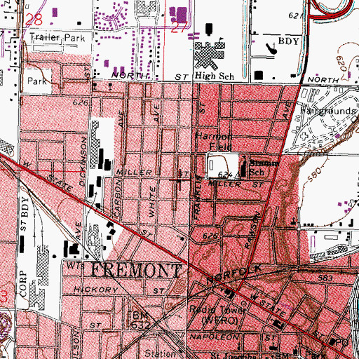 Topographic Map of Church of the Nazarene, OH