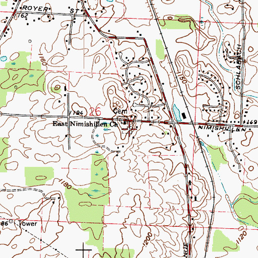 Topographic Map of East Nimishillen Cemetery, OH
