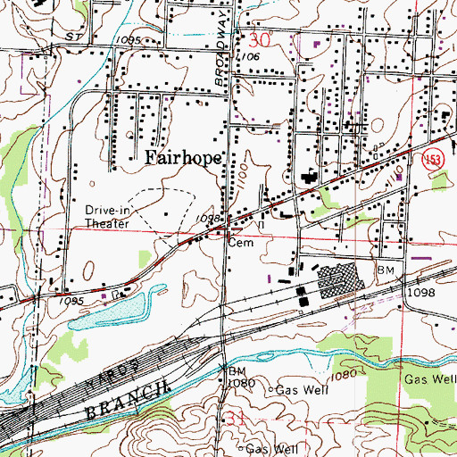 Topographic Map of Fairhope Evangelical Cemetery, OH