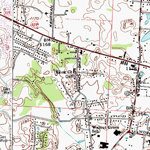 Topographic Map of King Church Cemetery, OH