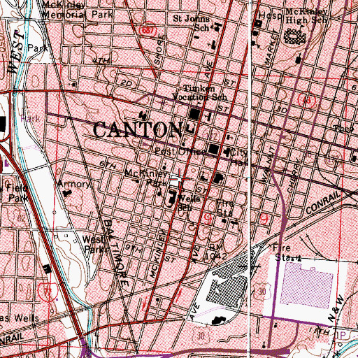 Topographic Map of McKinley Park Cemetery (historical), OH