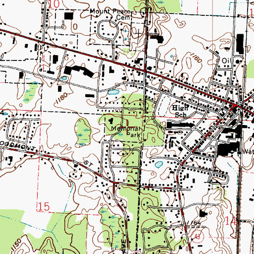 Topographic Map of Memorial Park, OH