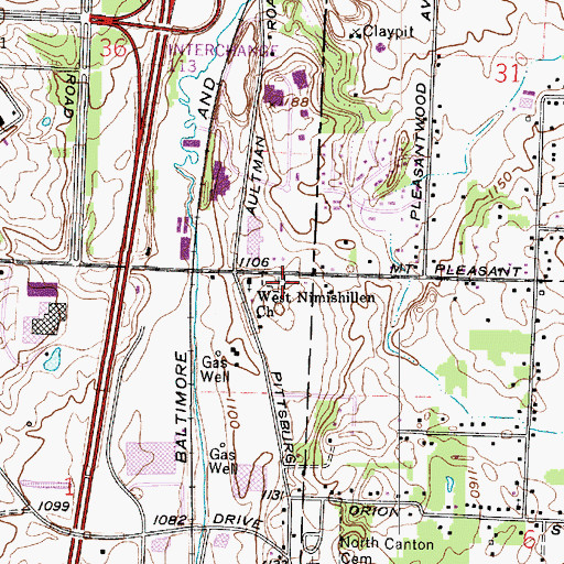 Topographic Map of Mount Pleasant Cemetery, OH