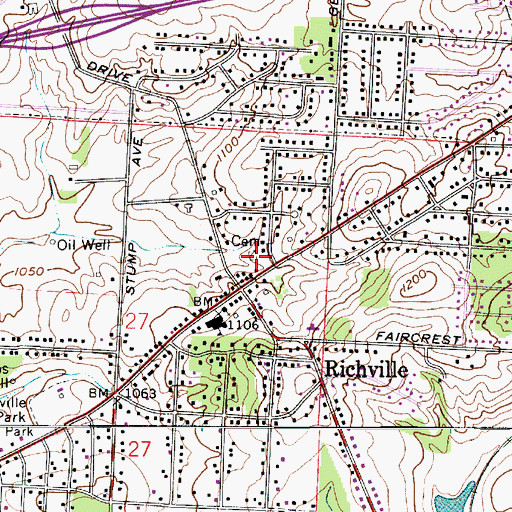 Topographic Map of Richville Cemetery, OH