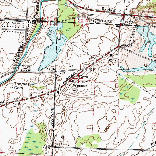 Topographic Map of Werner Chapel Cemetery, OH