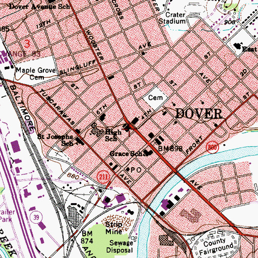 Topographic Map of Memorial Hall, OH