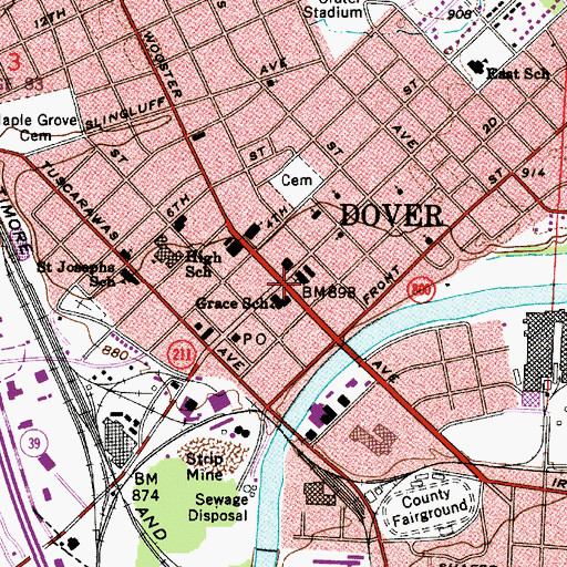 Topographic Map of Public Square, OH