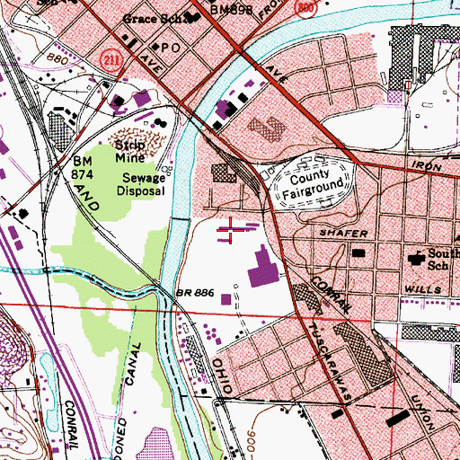 Topographic Map of Tuscarawas County Childrens Home, OH