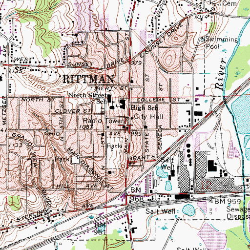 Topographic Map of First Baptist Church, OH