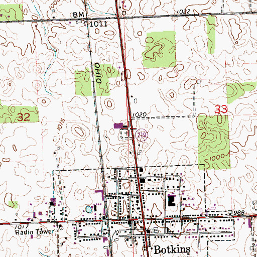 Topographic Map of Immaculate Conception Cemetery, OH