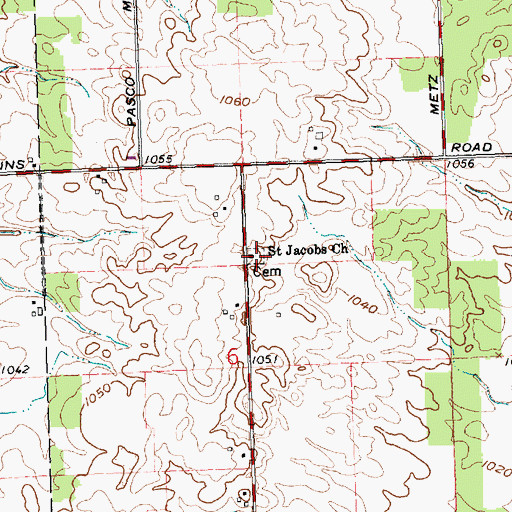 Topographic Map of Saint Jacobs Cemetery, OH