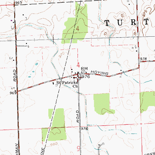 Topographic Map of Saint Patrick Cemetery, OH