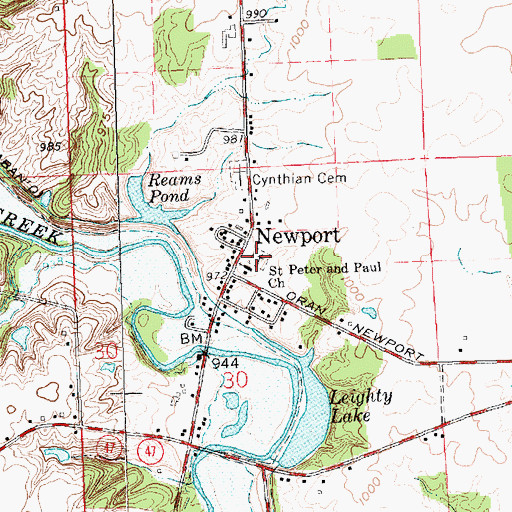 Topographic Map of Saint Peter and Saint Paul Cemetery, OH