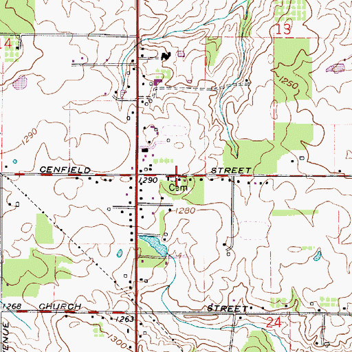 Topographic Map of Fairmount Grange Cemetery, OH
