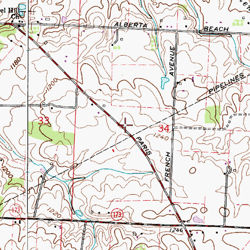 Topographic Map of French Baptist Cemetery, OH