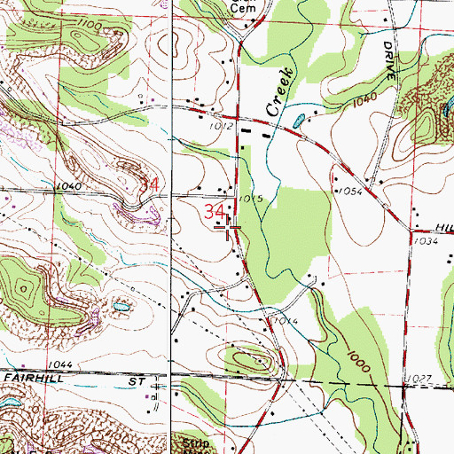 Topographic Map of Glass Cemetery, OH
