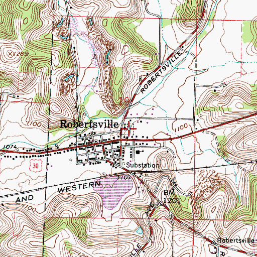 Topographic Map of Robertsville Cemetery, OH