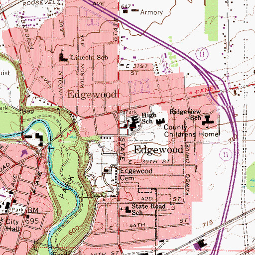 Topographic Map of East Side Presbyterian Church, OH
