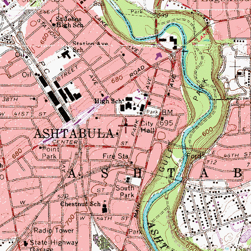 Topographic Map of First United Methodist Church, OH