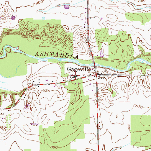Topographic Map of Gageville Cemetery, OH