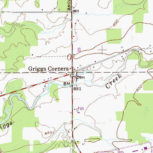 Topographic Map of Griggs Corners Cemetery, OH