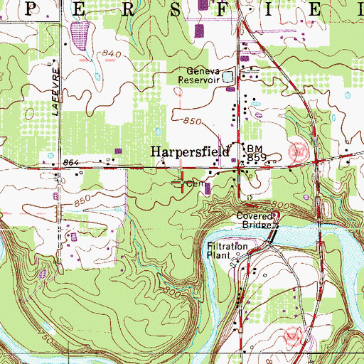 Topographic Map of Harpersfield Cemetery, OH