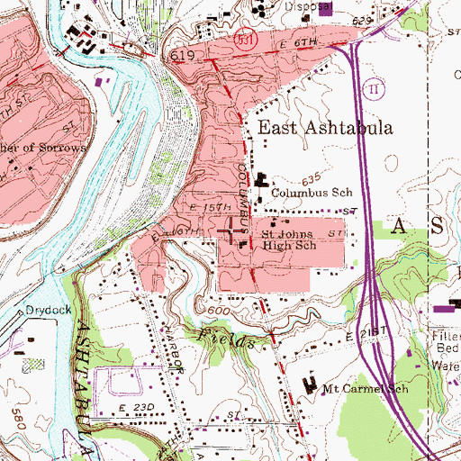 Topographic Map of Hungarian Magyar Evangelical and Reformed Church, OH