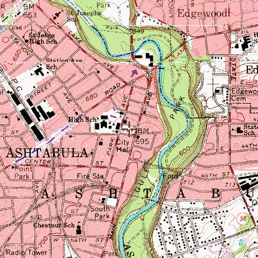 Topographic Map of North Park, OH
