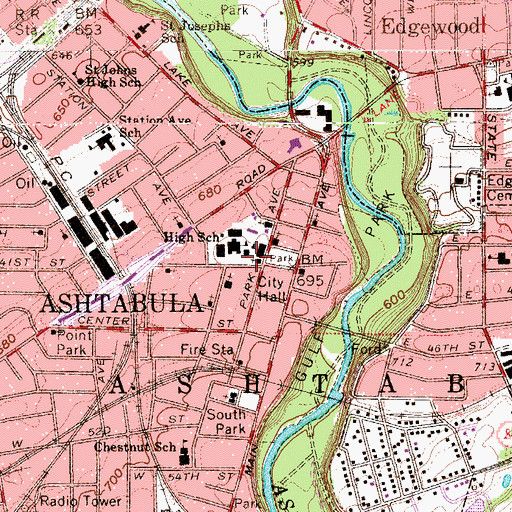 Topographic Map of Old Ashtabula Cemetery (historical), OH
