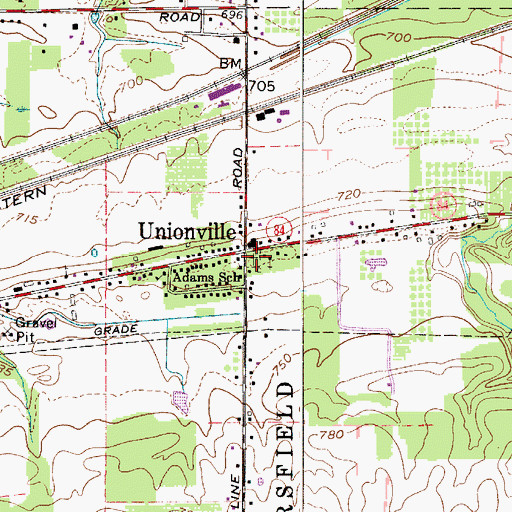 Topographic Map of Old Unionville Cemetery, OH