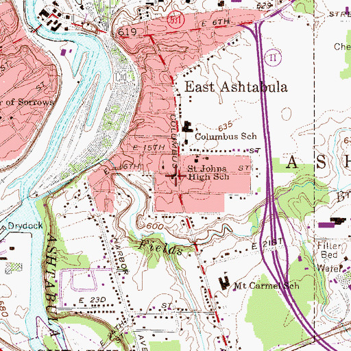 Topographic Map of Our Lady of Mount Carmel Roman Catholic Church, OH