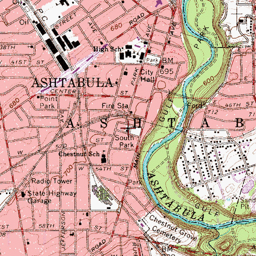 Topographic Map of Saint Peters Episcopal Church, OH
