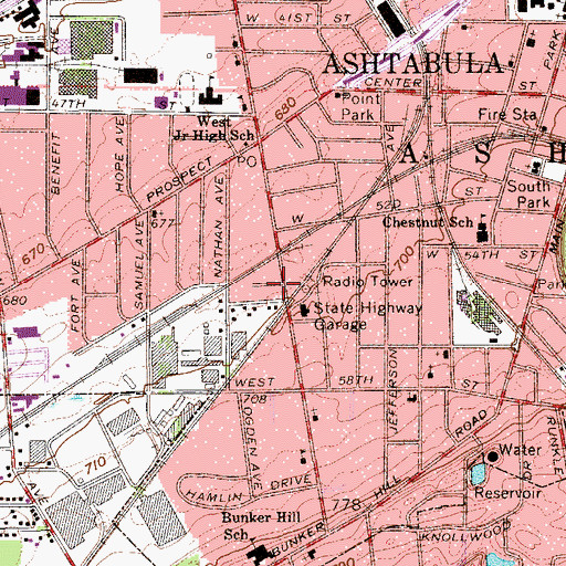 Topographic Map of West Avenue Church of God in Christ, OH