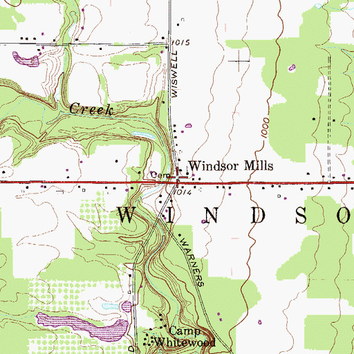 Topographic Map of Windsor Mills Cemetery, OH