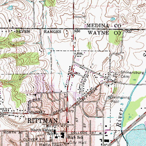 Topographic Map of Rittman Community Church, OH