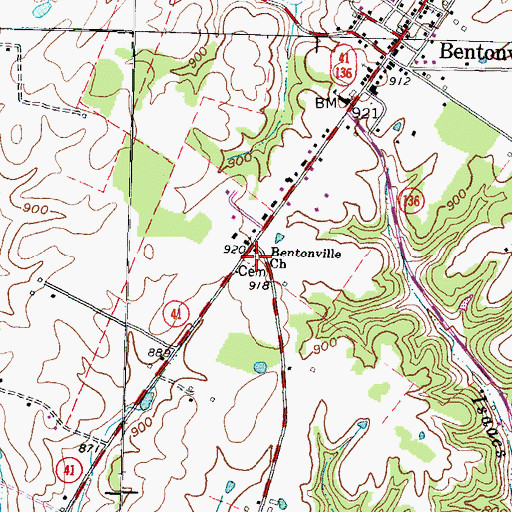 Topographic Map of Bentonville Cemetery, OH