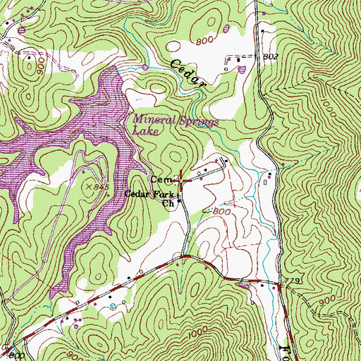 Topographic Map of Cedar Fork Cemetery, OH