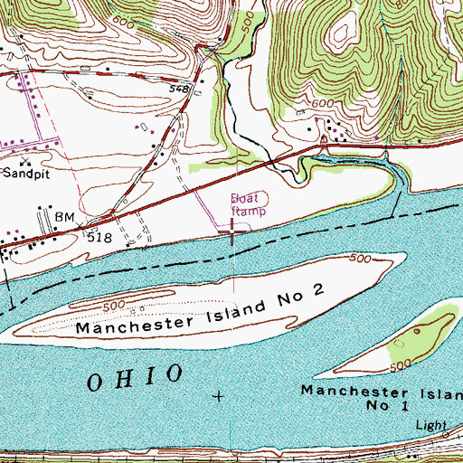 Topographic Map of Island Creek Boat Launch Ramp, OH
