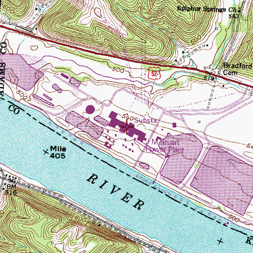 Topographic Map of J M Stuart Power Plant, OH